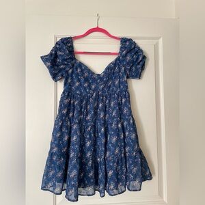 Floral Blue Babydoll Dress